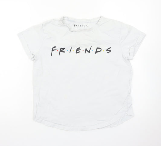 Friends Women's White Size 8 Basic Crew Neck Short Sleeve T-Shirt