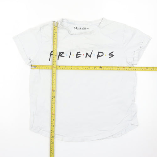 Friends Women's White Size 8 Basic Crew Neck Short Sleeve T-Shirt
