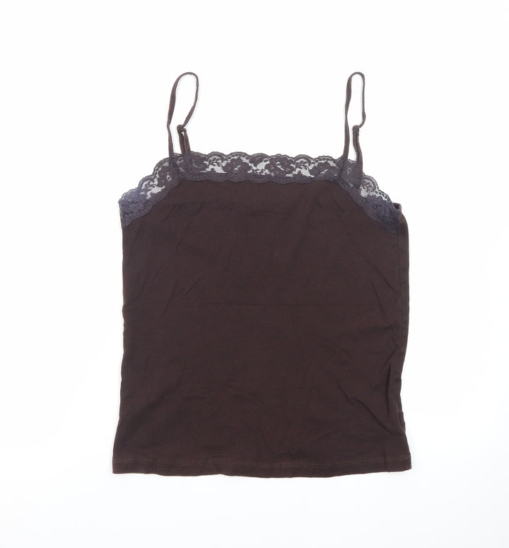 Debenhams Women Brown Lace Trim Camisole Tank Top Size 16