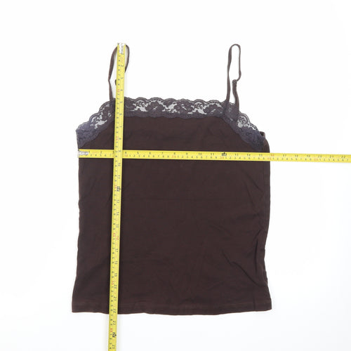Debenhams Women Brown Lace Trim Camisole Tank Top Size 16