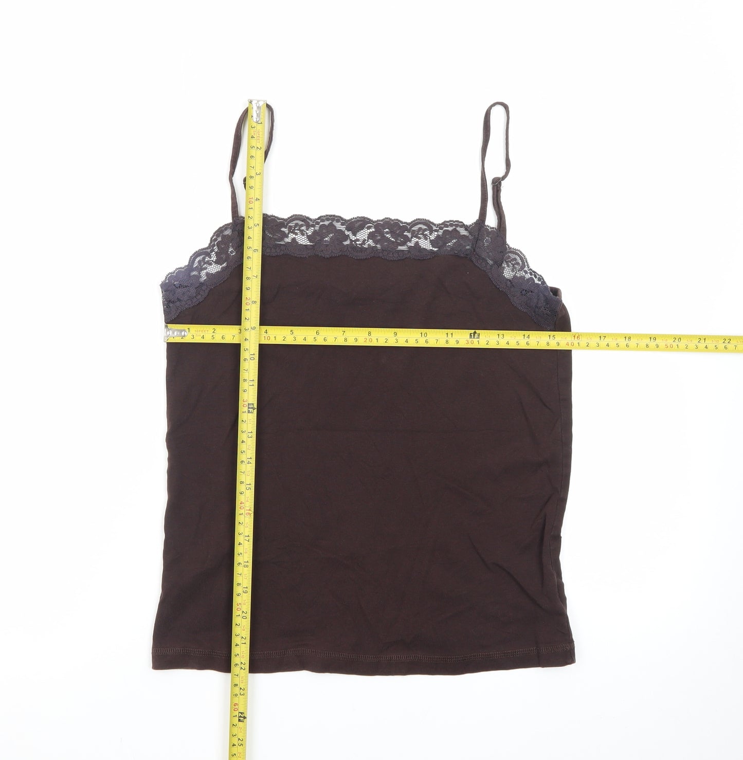 Debenhams Women Brown Lace Trim Camisole Tank Top Size 16