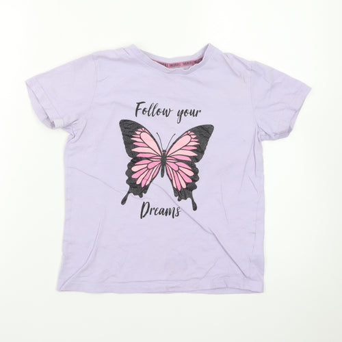 Threadgirls Girls Purple Butterfly Graphic T-Shirt 9-10 Years Casual Cotton
