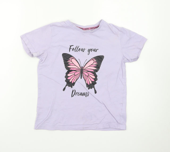 Threadgirls Girls Purple Butterfly Graphic T-Shirt 9-10 Years Casual Cotton