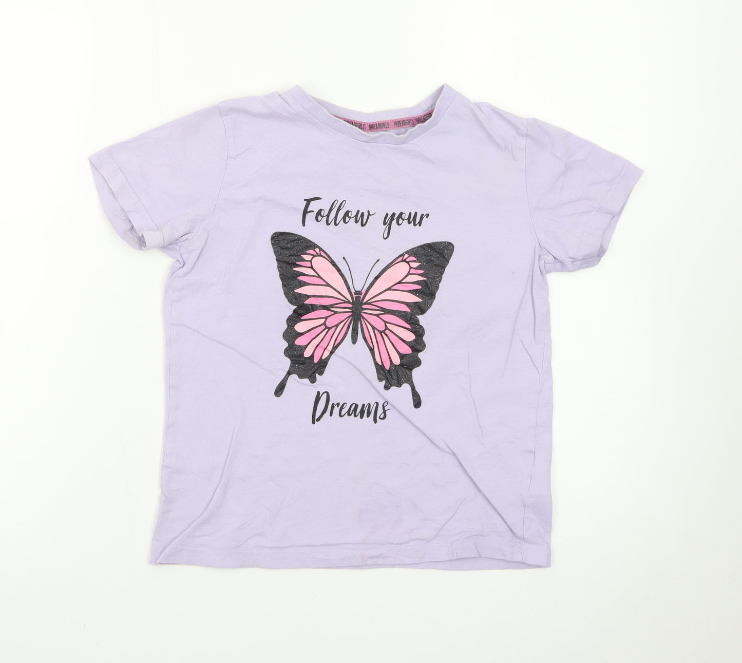 Threadgirls Girls Purple Butterfly Graphic T-Shirt 9-10 Years Casual Cotton