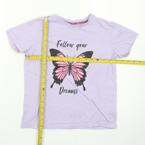 Threadgirls Girls Purple Butterfly Graphic T-Shirt 9-10 Years Casual Cotton