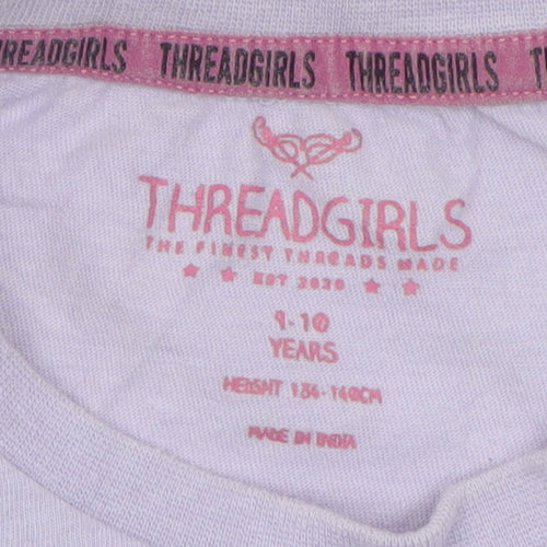 Threadgirls Girls Purple Butterfly Graphic T-Shirt 9-10 Years Casual Cotton