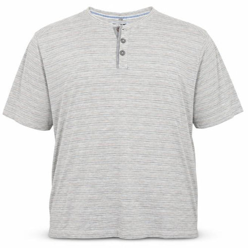 Boston Crew Men's Beige Striped Henley Short Sleeve Cotton T-Shirt 3XL