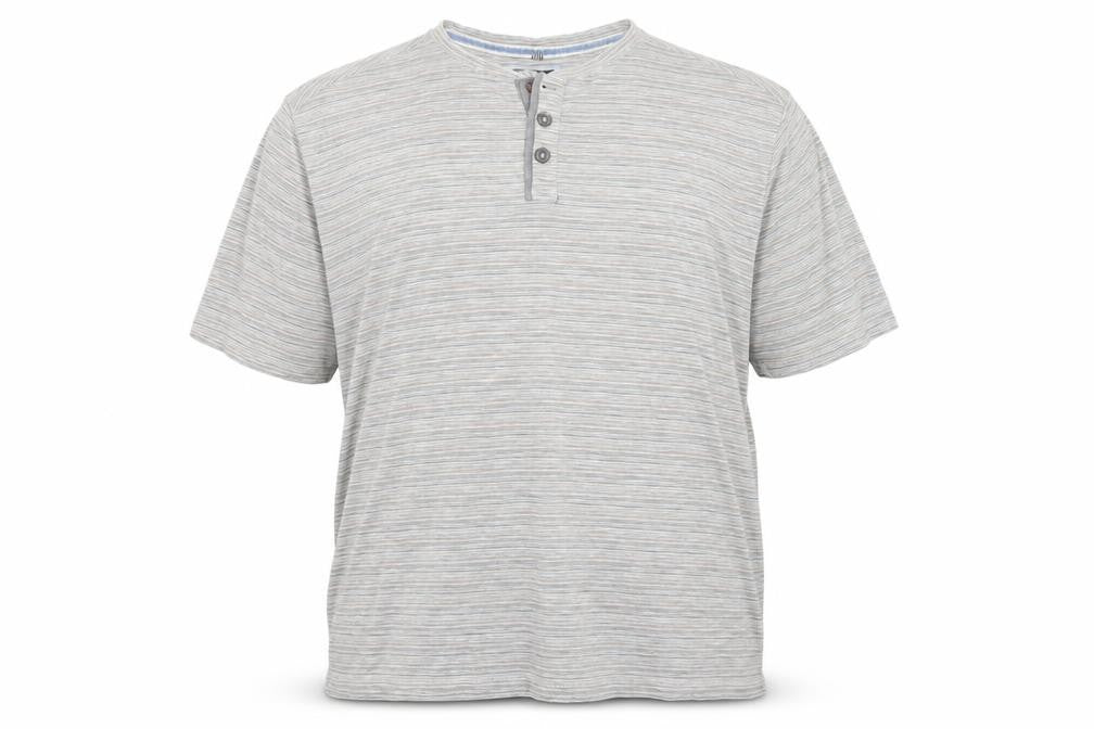 Boston Crew Men's Beige Striped Henley Short Sleeve Cotton T-Shirt 3XL