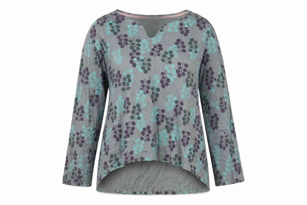Front view of White Stuff Women's Grey Floral Cotton Tunic Blouse UK 10