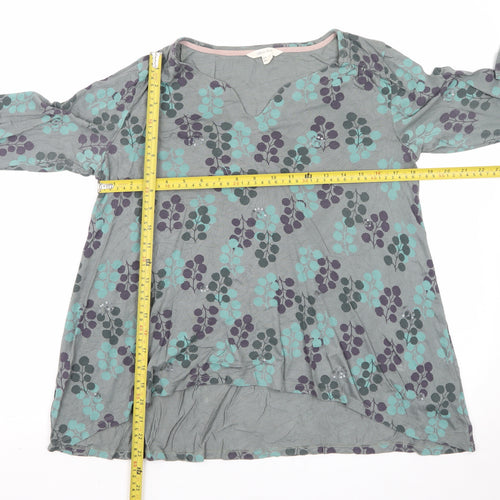 White Stuff Women's Grey Floral Cotton Tunic Blouse UK 10
