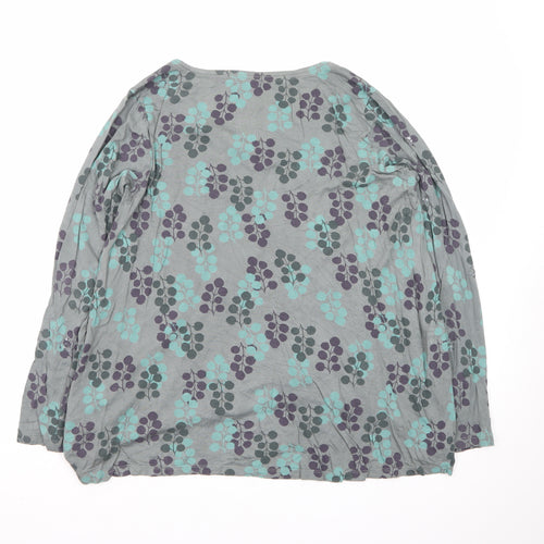 White Stuff Women's Grey Floral Cotton Tunic Blouse UK 10
