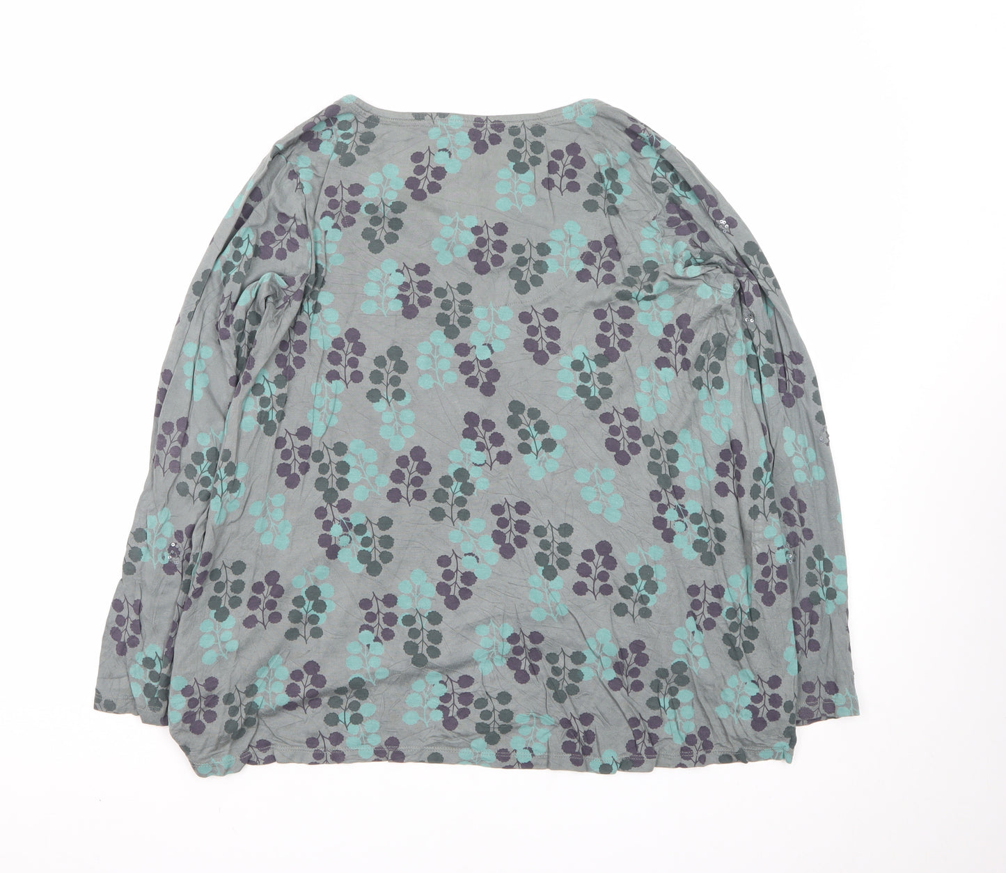 White Stuff Women's Grey Floral Cotton Tunic Blouse UK 10