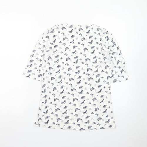 Cotton Traders Women's White Butterfly Print Cotton T-Shirt Size 10