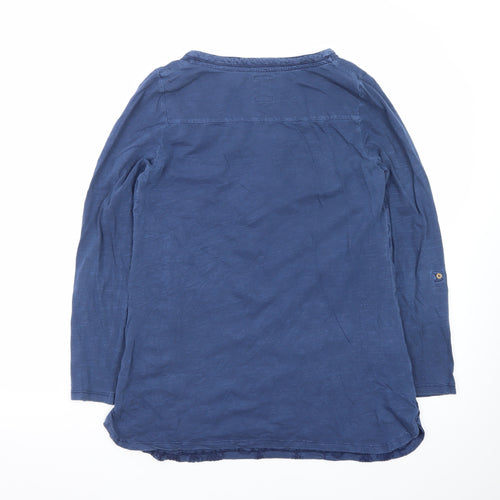 Mantaray Women's Blue Embroidered Cotton Tunic Blouse Size 12