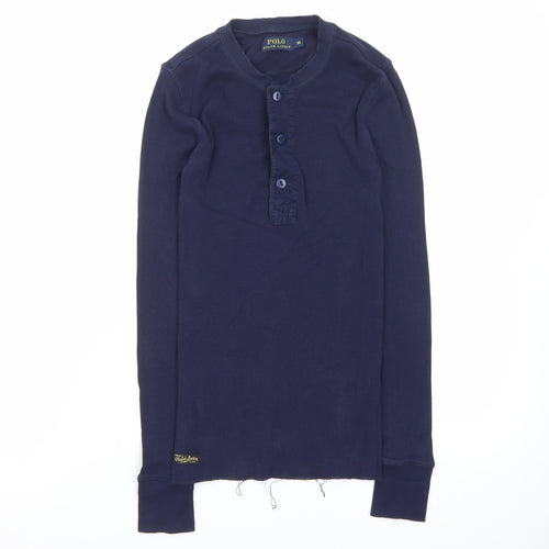 Polo Ralph Lauren Men's Blue Henley Long Sleeve Cotton T-Shirt XS