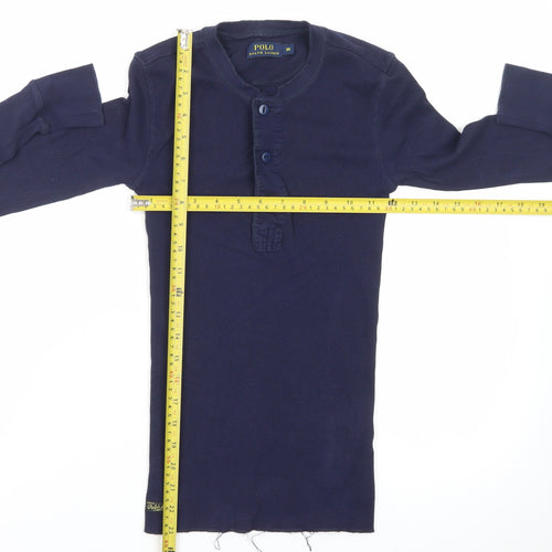 Polo Ralph Lauren Men's Blue Henley Long Sleeve Cotton T-Shirt XS