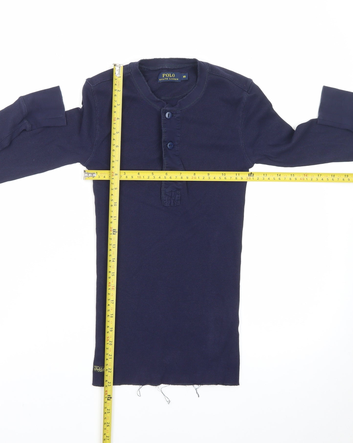 Polo Ralph Lauren Men's Blue Henley Long Sleeve Cotton T-Shirt XS
