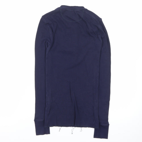 Polo Ralph Lauren Men's Blue Henley Long Sleeve Cotton T-Shirt XS