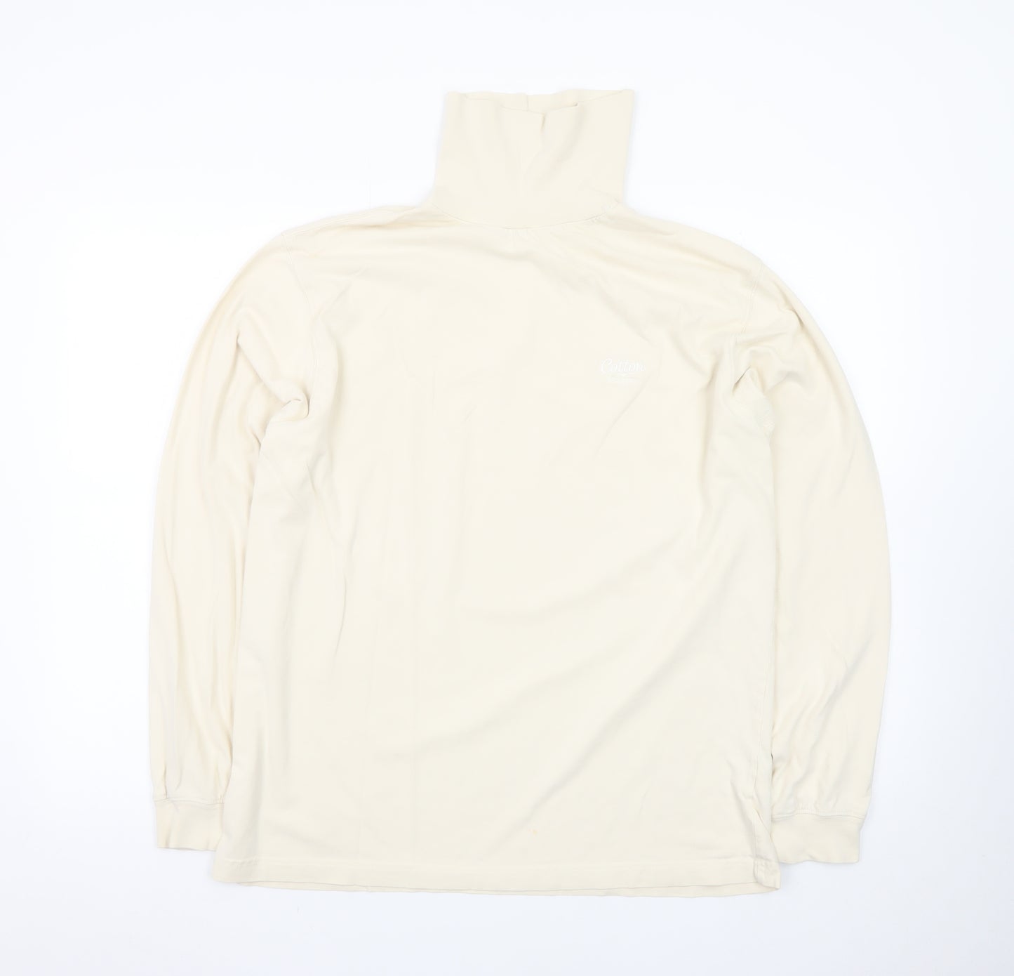Cotton Traders Men's Beige Long Sleeve Roll Neck T-Shirt Size M