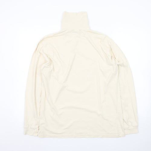 Cotton Traders Men's Beige Long Sleeve Roll Neck T-Shirt Size M