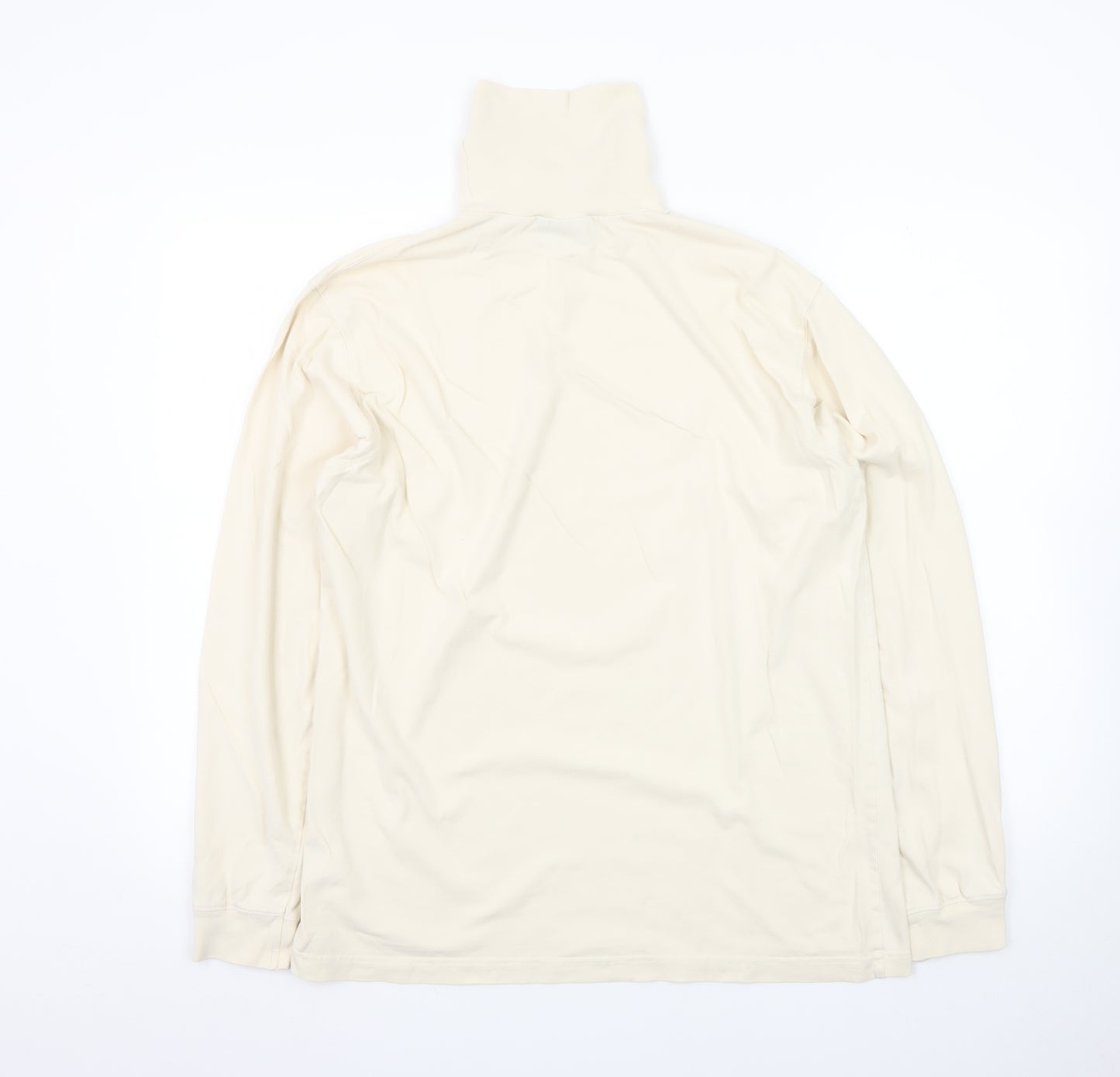 Cotton Traders Men's Beige Long Sleeve Roll Neck T-Shirt Size M