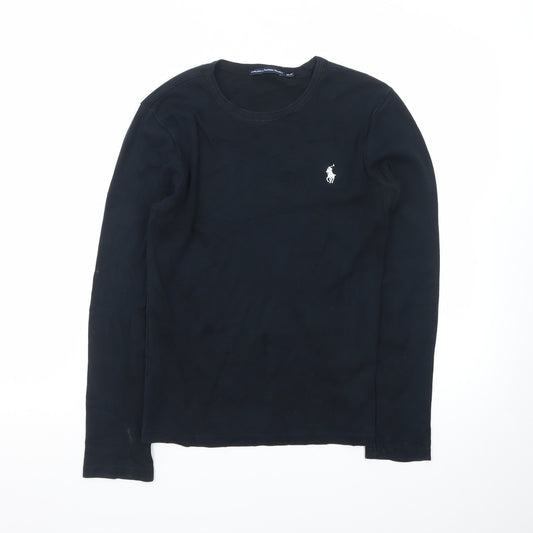 Ralph Lauren Mens Black Long Sleeve Crew Neck Cotton T-Shirt M