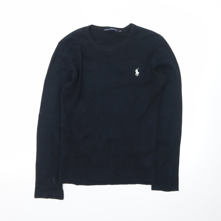 Ralph Lauren Mens Black Long Sleeve Crew Neck Cotton T-Shirt M