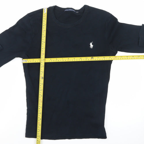 Ralph Lauren Mens Black Long Sleeve Crew Neck Cotton T-Shirt M
