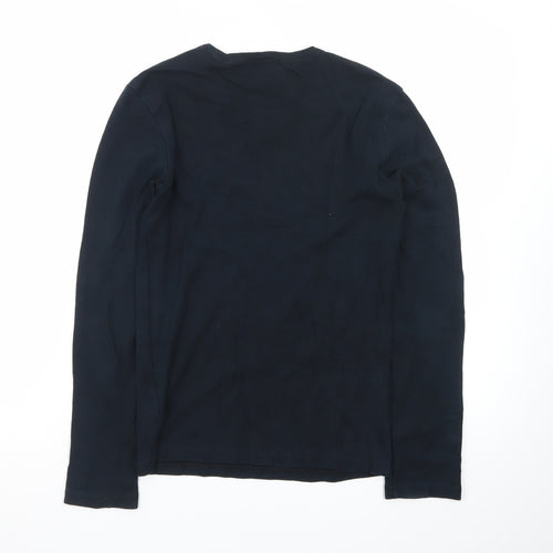 Ralph Lauren Mens Black Long Sleeve Crew Neck Cotton T-Shirt M
