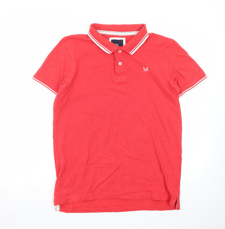 Crew Clothing Company Men's Red Short Sleeve Cotton Polo Shirt M