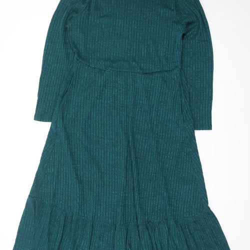 Bloomchic Women Green Size 14 Knit Midi Fit & Flare Dress