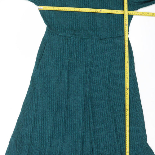 Bloomchic Women Green Size 14 Knit Midi Fit & Flare Dress