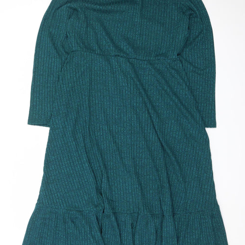 Bloomchic Women Green Size 14 Knit Midi Fit & Flare Dress