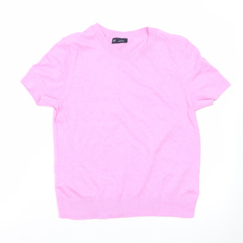 GAP Women's Pink Cotton Crew Neck Short Sleeve Pullover Jumper Size M