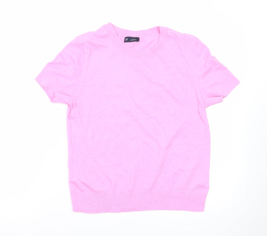 GAP Women's Pink Cotton Crew Neck Short Sleeve Pullover Jumper Size M