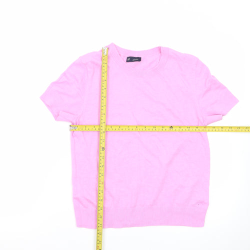 GAP Women's Pink Cotton Crew Neck Short Sleeve Pullover Jumper Size M