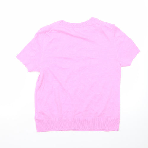 GAP Women's Pink Cotton Crew Neck Short Sleeve Pullover Jumper Size M