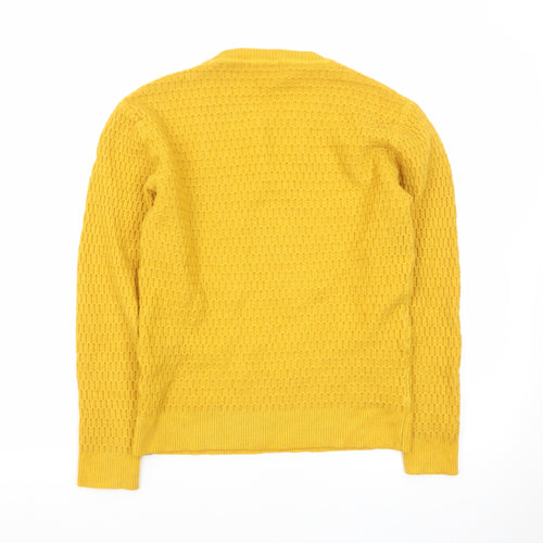 AT.P.CO Men's Yellow Waffle Knit Wool Pullover Jumper Size S