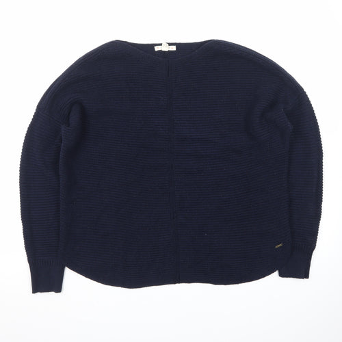 White Stuff Women Blue Cotton Knit Jumper UK 14 Relaxed Fit