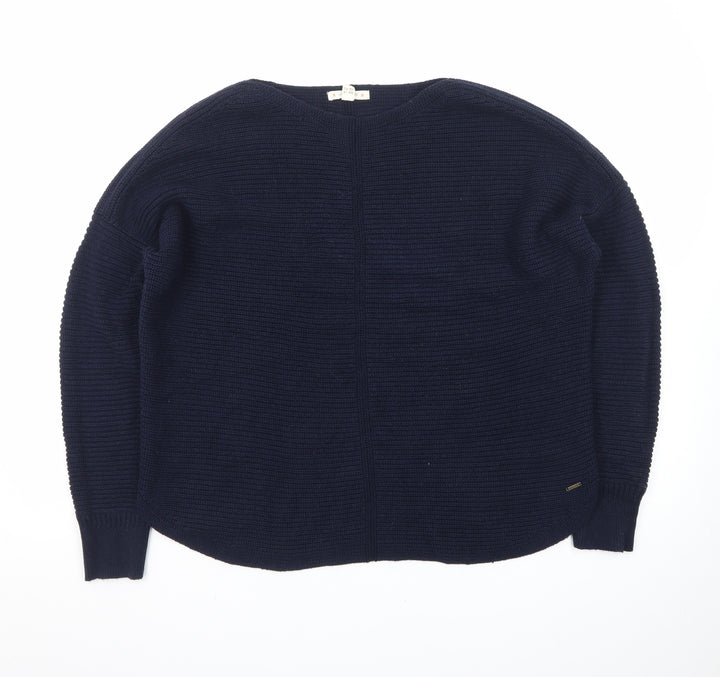 White Stuff Women Blue Cotton Knit Jumper UK 14 Relaxed Fit