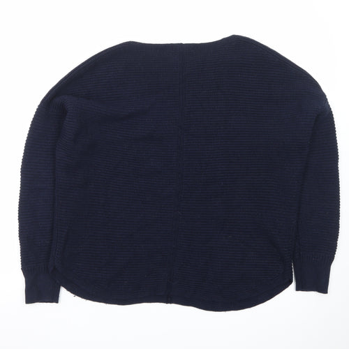 White Stuff Women Blue Cotton Knit Jumper UK 14 Relaxed Fit