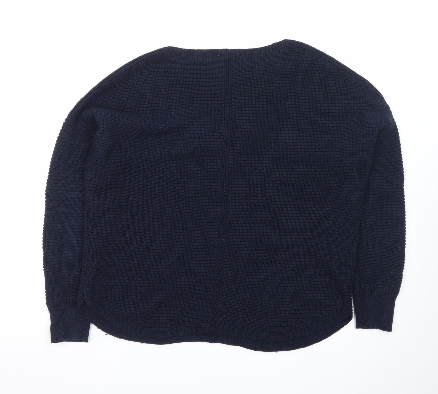 White Stuff Women Blue Cotton Knit Jumper UK 14 Relaxed Fit