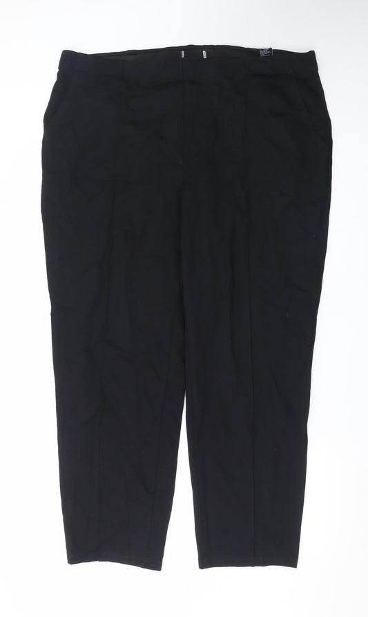 Marks and Spencer Women's Black Size 20 Straight Leg Stretch Trousers