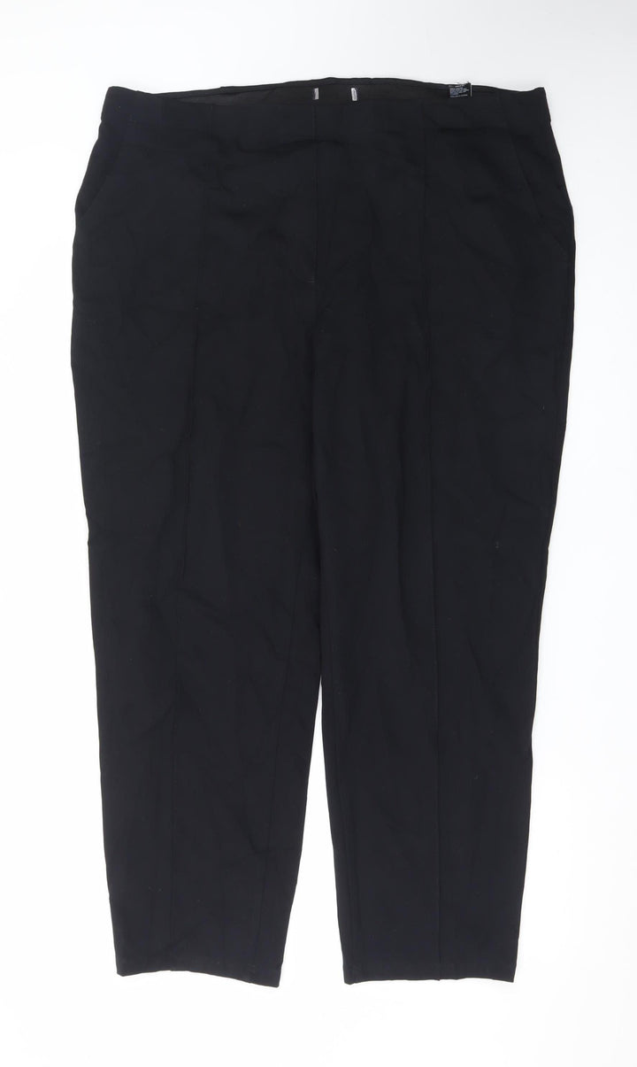 Marks and Spencer Women's Black Size 20 Straight Leg Stretch Trousers