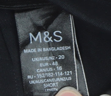 Marks and Spencer Women's Black Size 20 Straight Leg Stretch Trousers