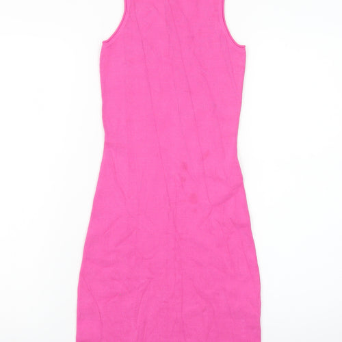 ASOS DESIGN Women Pink Sleeveless Bodycon Knit Dress Size 10