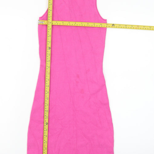 ASOS DESIGN Women Pink Sleeveless Bodycon Knit Dress Size 10