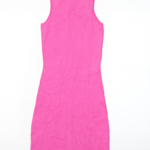 ASOS DESIGN Women Pink Sleeveless Bodycon Knit Dress Size 10