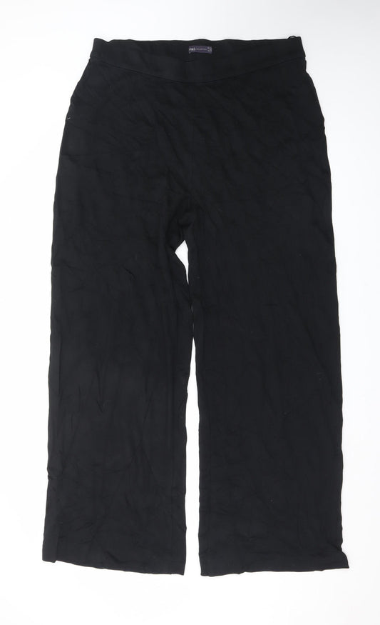 Marks and Spencer Women's Black Size 18 Wide-Leg Trousers