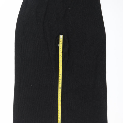 Marks and Spencer Women Black Size 12 Knit Wide-Leg Trousers